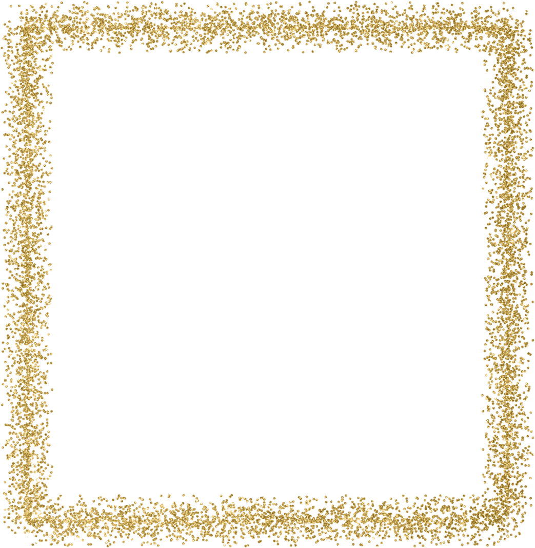 Golden glitter confetti brush stroke square frame