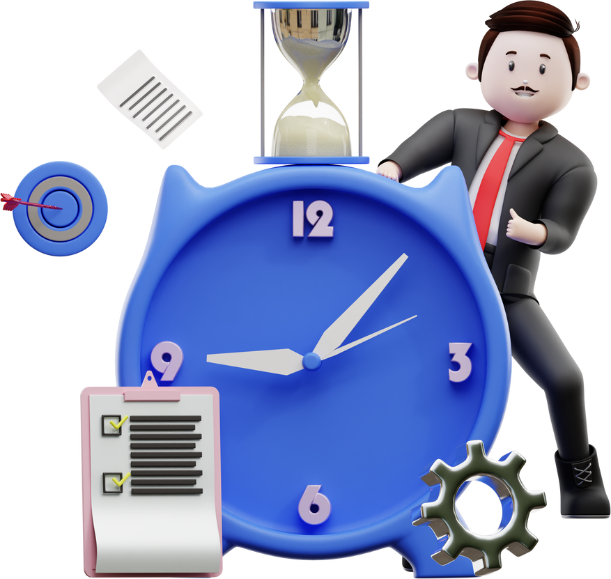 3d illustration of time management chase deadline
